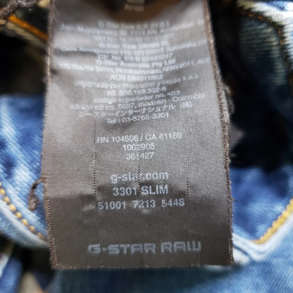 G-Star Raw 3301 Slim Fit Jeans Men 30x31* Blue Stretch Denim Pants Casual Modern